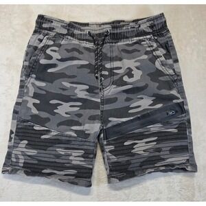 Ring of Fire Mens Grey Camo Moto Biker Shorts Stretch Cotton Size S